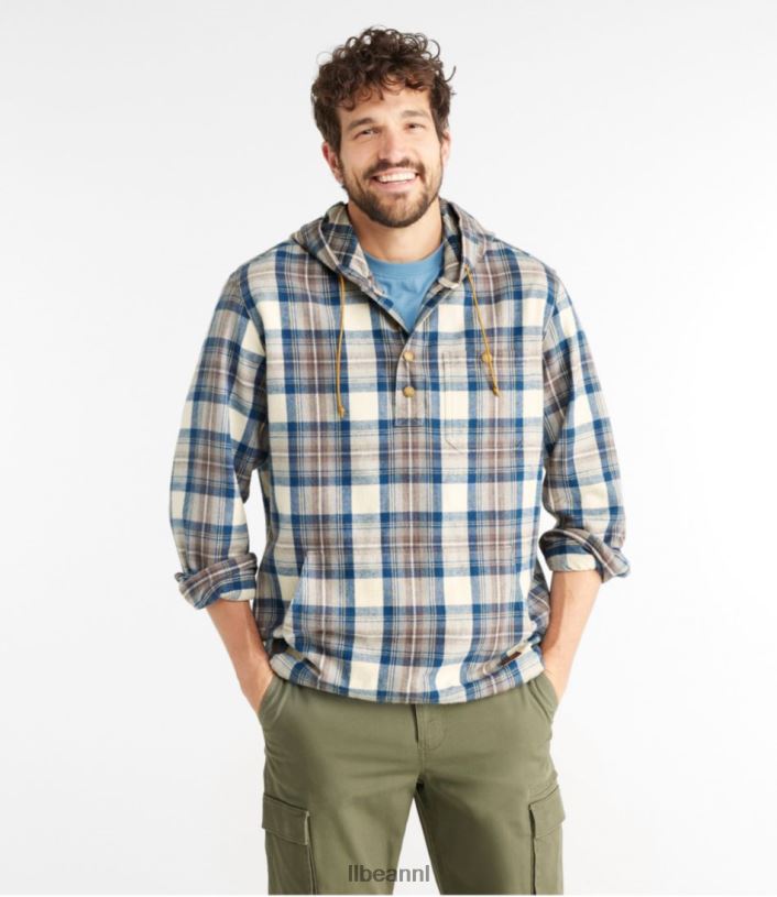 L.L.Bean Heren Schots geruit flanellen overhemd zwart horloge kleding VT0646649