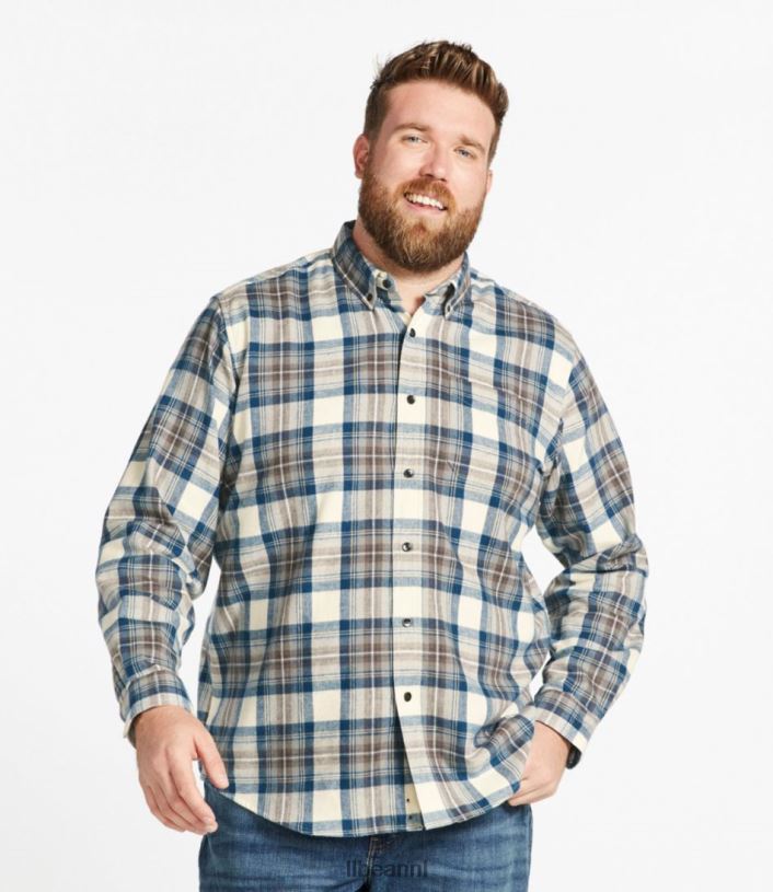 L.L.Bean Heren Schots geruit flanellen overhemd zwart horloge patchwork kleding VT0642962