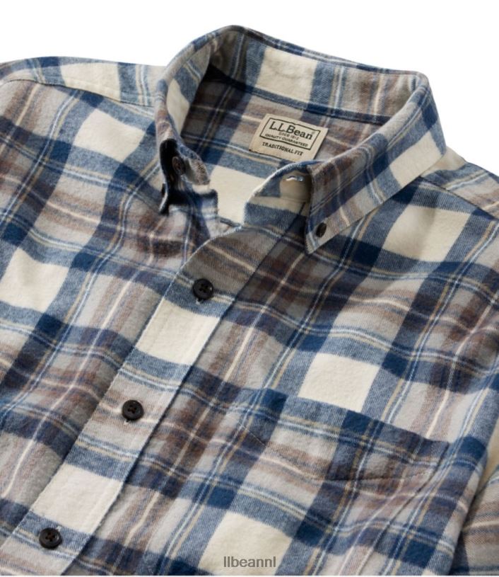 L.L.Bean Heren Schots geruit flanellen overhemd zwart horloge patchwork kleding VT0642962