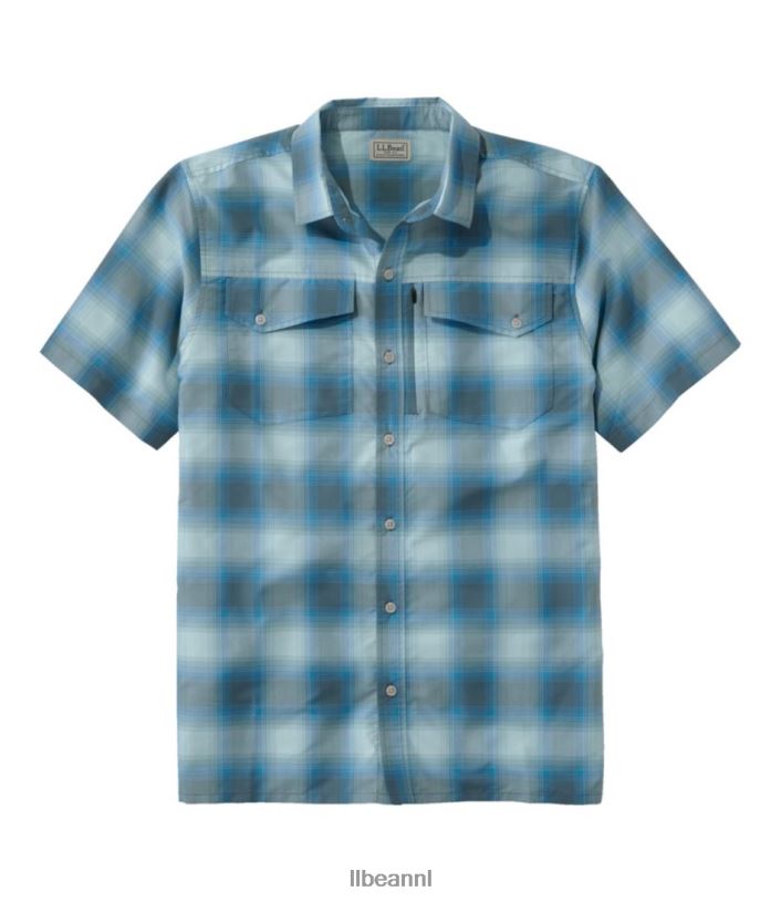 L.L.Bean Heren Sunsmart cool geweven overhemd met korte mouwen rangeley blauw/marineblauw kleding VT0646634
