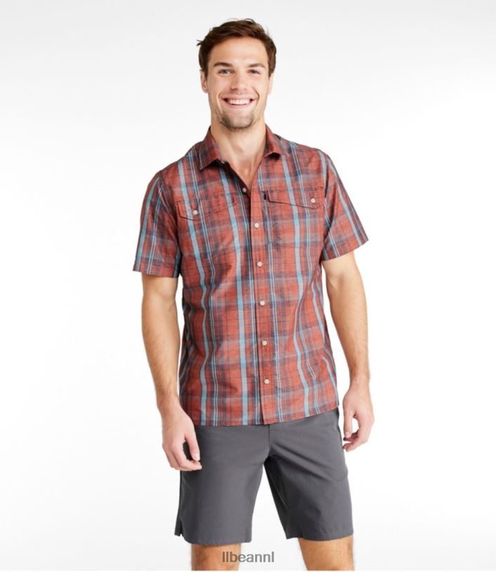 L.L.Bean Heren Sunsmart cool geweven overhemd met korte mouwen rangeley blauw/marineblauw kleding VT0646634