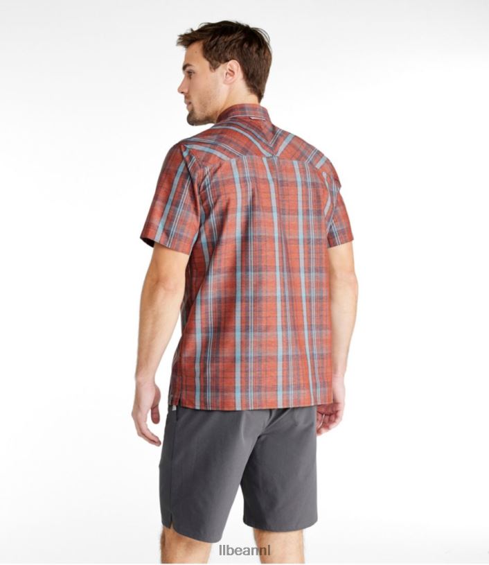L.L.Bean Heren Sunsmart cool geweven overhemd met korte mouwen rangeley blauw/marineblauw kleding VT0646634