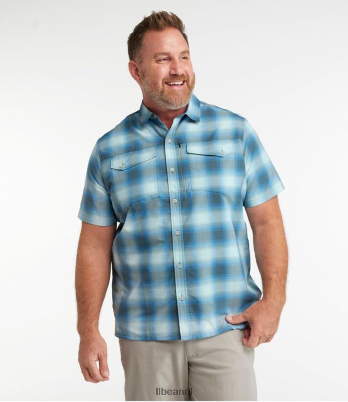 L.L.Bean Heren Sunsmart cool geweven overhemd met korte mouwen rangeley blauw/marineblauw kleding VT0646634