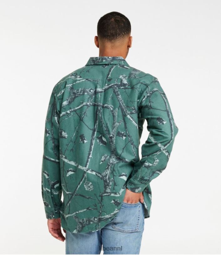 L.L.Bean Heren gemzen overhemd houtgroen geborstelde camouflage kleding VT0643574
