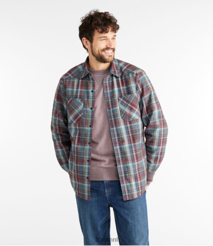 L.L.Bean Heren katahdin prestatie flanellen overhemd-jasje koolstof marine/donker amber kleding VT0645047