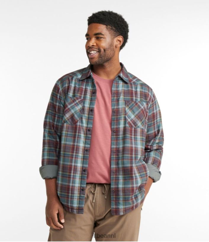 L.L.Bean Heren katahdin prestatie flanellen overhemd-jasje koolstof marine/donker amber kleding VT0645047