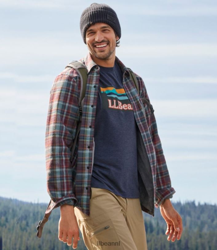 L.L.Bean Heren katahdin prestatie flanellen overhemd-jasje koolstof marine/donker amber kleding VT0645047