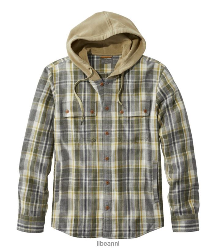 L.L.Bean Heren kenmerkend erfgoed getextureerd flanel lichtgrijze heide kleding VT0644990