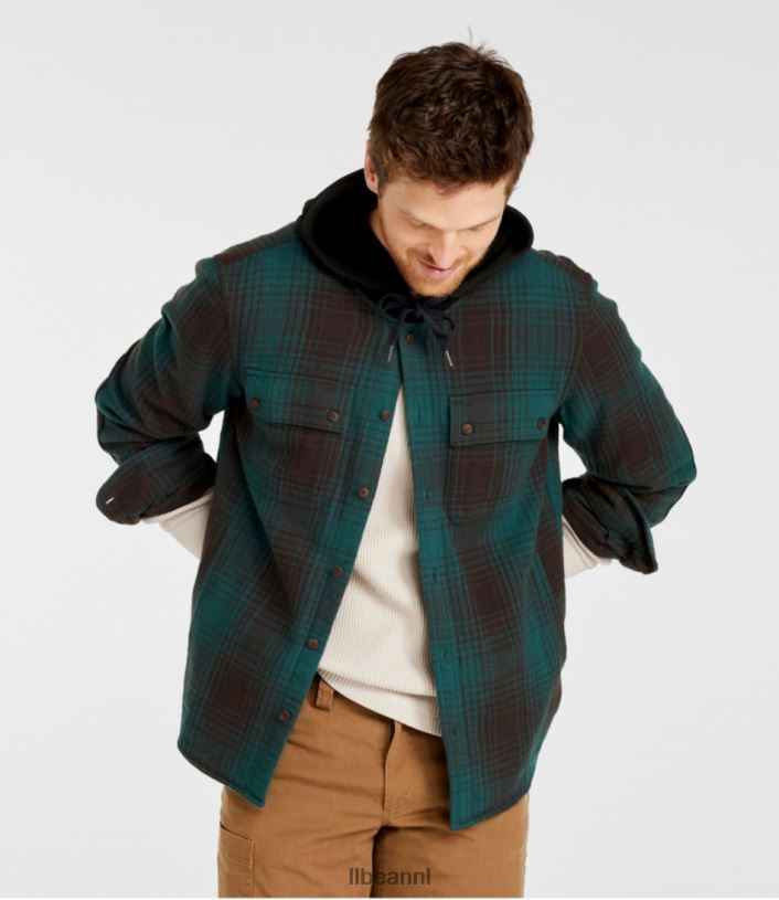 L.L.Bean Heren kenmerkend erfgoed getextureerd flanel lichtgrijze heide kleding VT0644990