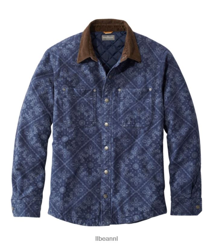 L.L.Bean Heren kenmerkend zeemhemd uit 1933 donkere indigo bandana kleding VT064613