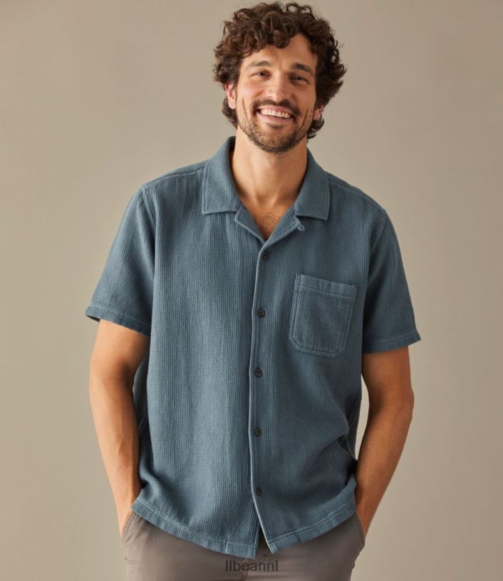 L.L.Bean Heren robuust wafelshirt rangeley blauw kleding VT064337