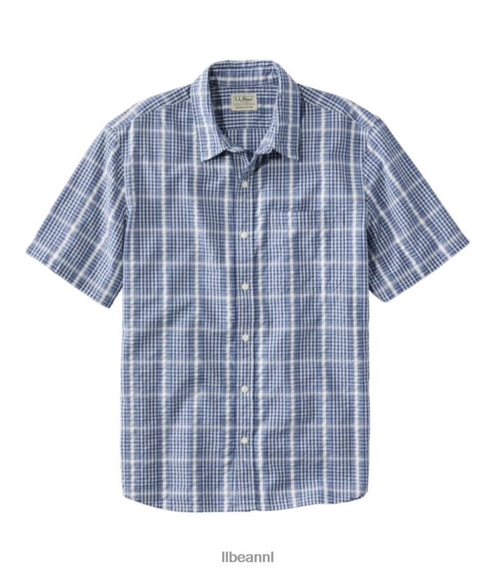 L.L.Bean Heren seersucker overhemd van biologisch katoen echte marine kleding VT0645761