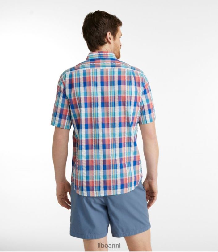 L.L.Bean Heren seersucker overhemd van biologisch katoen echte marine kleding VT0645761