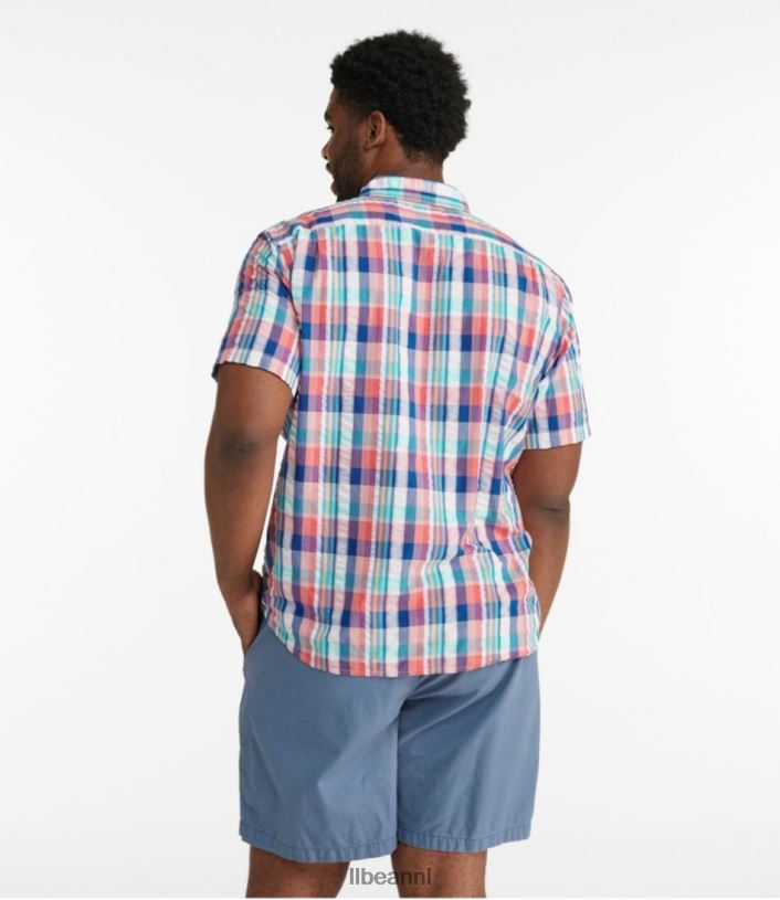 L.L.Bean Heren seersucker overhemd van biologisch katoen echte marine kleding VT0645761