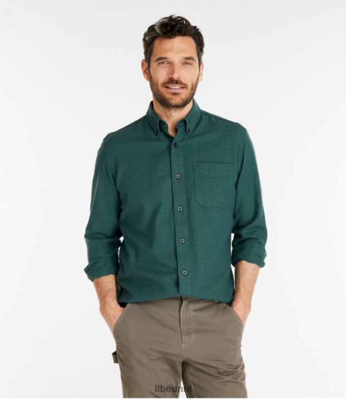 L.L.Bean Heren slecht goed flanellen overhemd roest oranje multi kleding VT0643370
