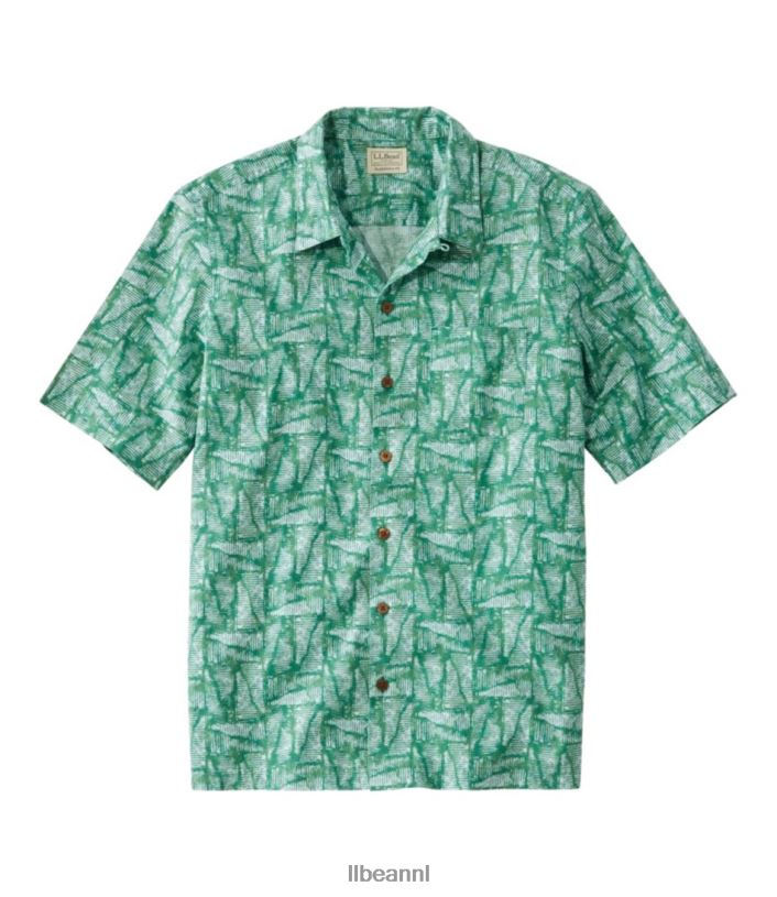 L.L.Bean Heren tropen shirt klaver abstracte geo kleding VT0646904