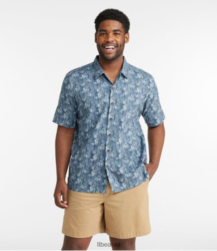 L.L.Bean Heren tropen shirt klaver abstracte geo kleding VT0646904