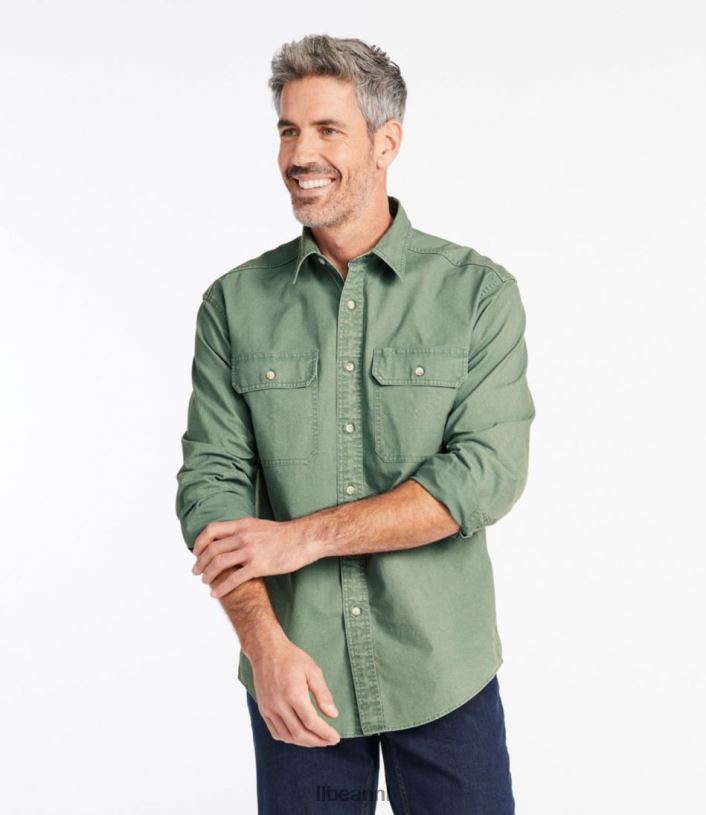 L.L.Bean Heren zongewassen canvas overhemd gemzen kleding VT0646628