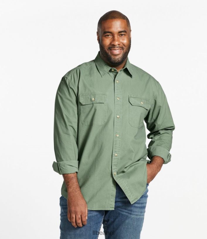 L.L.Bean Heren zongewassen canvas overhemd gemzen kleding VT0646628