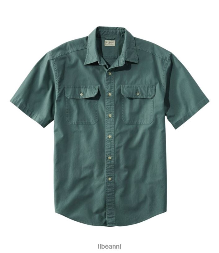 L.L.Bean Heren zongewassen canvas overhemd jeneverbes kleding VT064676