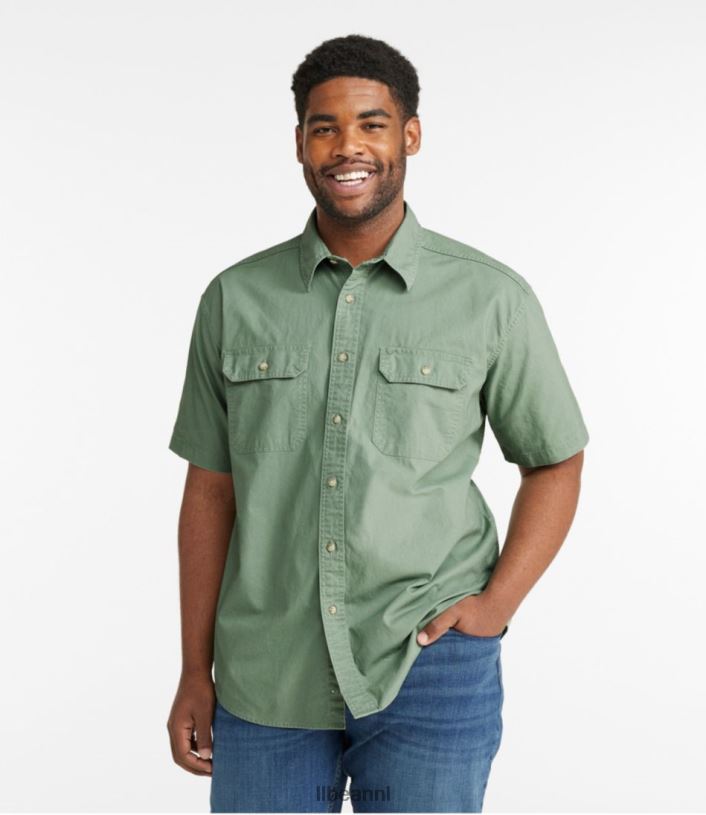 L.L.Bean Heren zongewassen canvas overhemd jeneverbes kleding VT064676