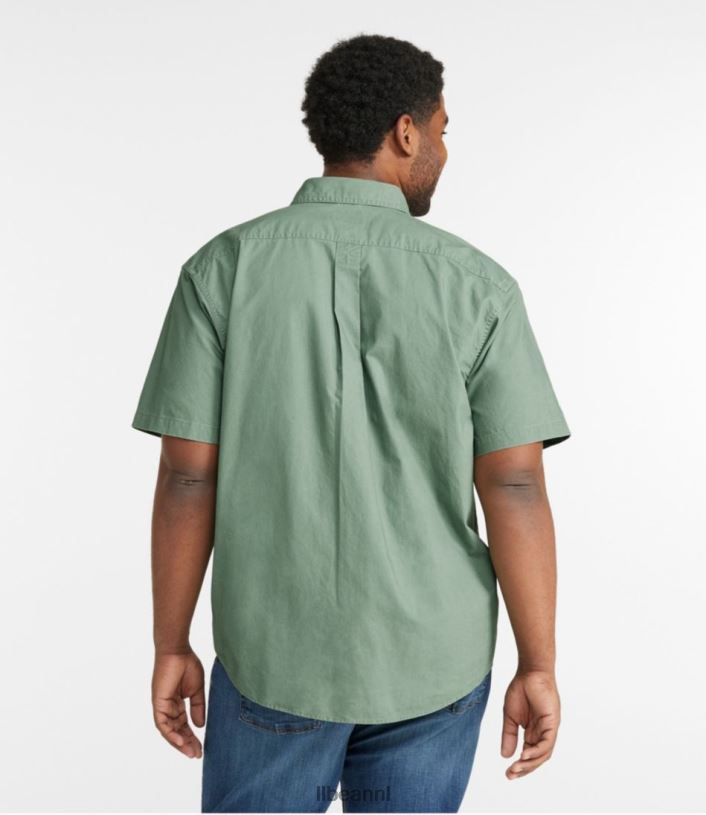 L.L.Bean Heren zongewassen canvas overhemd jeneverbes kleding VT064676