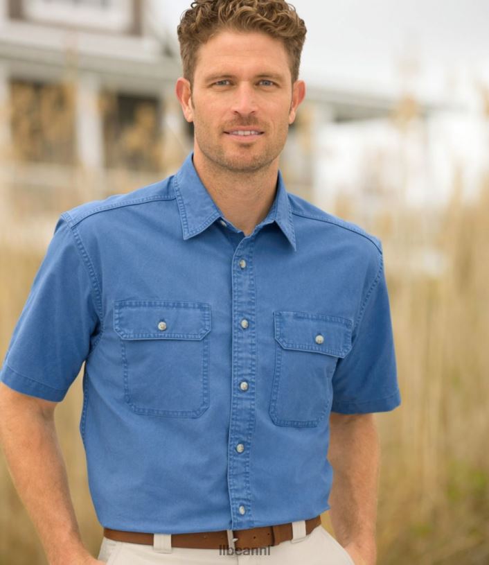L.L.Bean Heren zongewassen canvas overhemd jeneverbes kleding VT064676