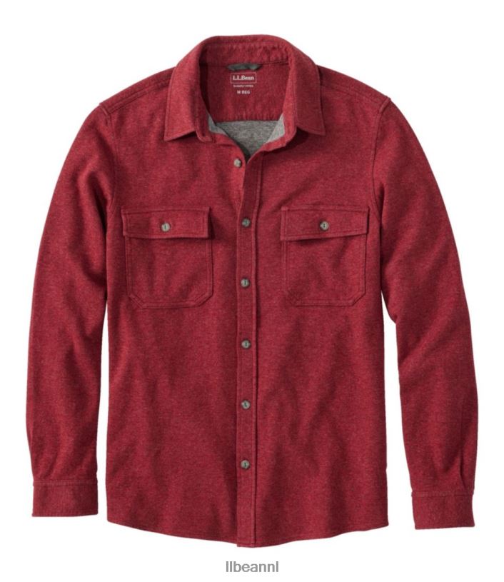 L.L.Bean x Double L Heren dubbelgebreid zeemoverhemd van gewassen katoen bergrode heide kleding VT0647009