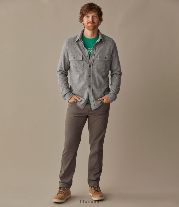 L.L.Bean x Double L Heren dubbelgebreid zeemoverhemd van gewassen katoen bergrode heide kleding VT0647009