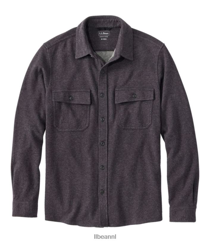 L.L.Bean x Double L Heren dubbelgebreid zeemoverhemd van gewassen katoen middernacht zwarte heide kleding VT064481