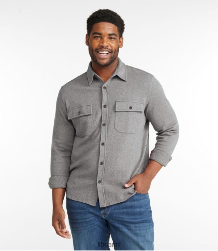 L.L.Bean x Double L Heren dubbelgebreid zeemoverhemd van gewassen katoen surf blauwe heide kleding VT0644918
