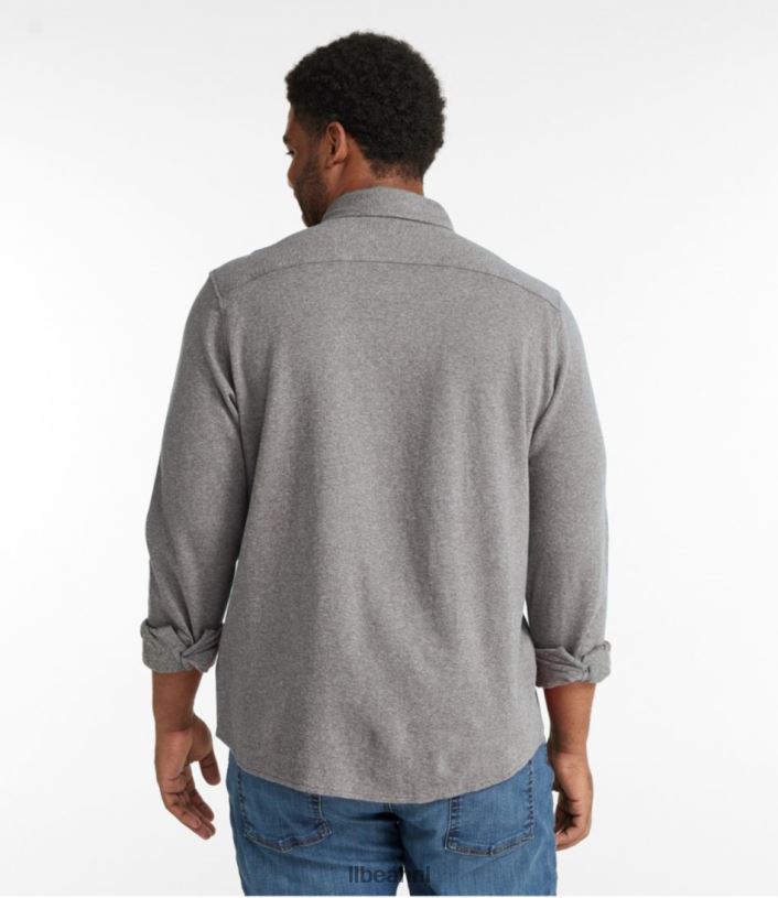 L.L.Bean x Double L Heren dubbelgebreid zeemoverhemd van gewassen katoen surf blauwe heide kleding VT0644918
