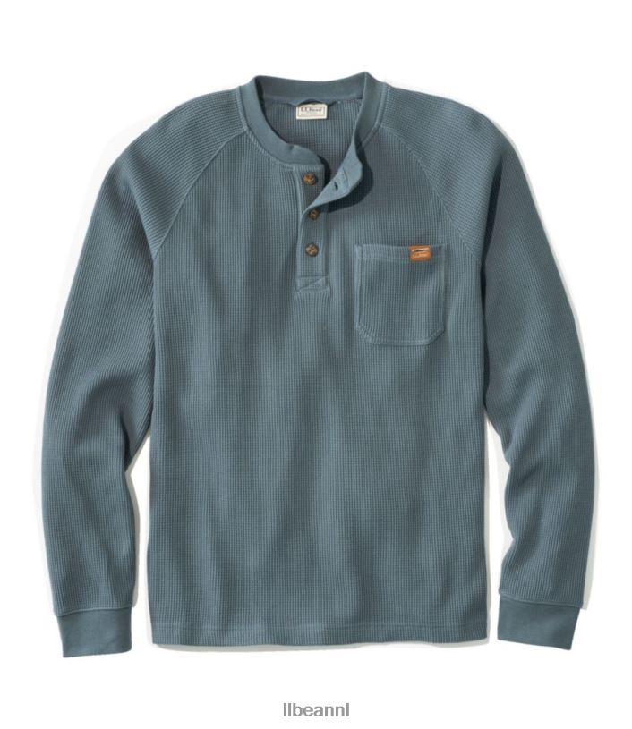 L.L.Bean Heren Henley-bonenwafel rangeley blauw kleding VT0645932