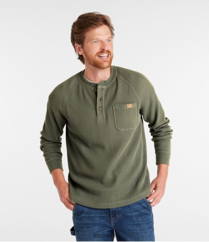 L.L.Bean Heren Henley-bonenwafel rangeley blauw kleding VT0645932