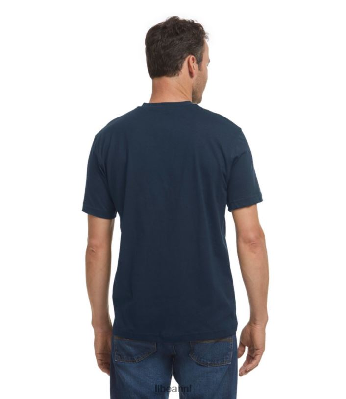L.L.Bean Heren zorgeloos krimpvrij T-shirt oceaanblauw kleding VT0646436