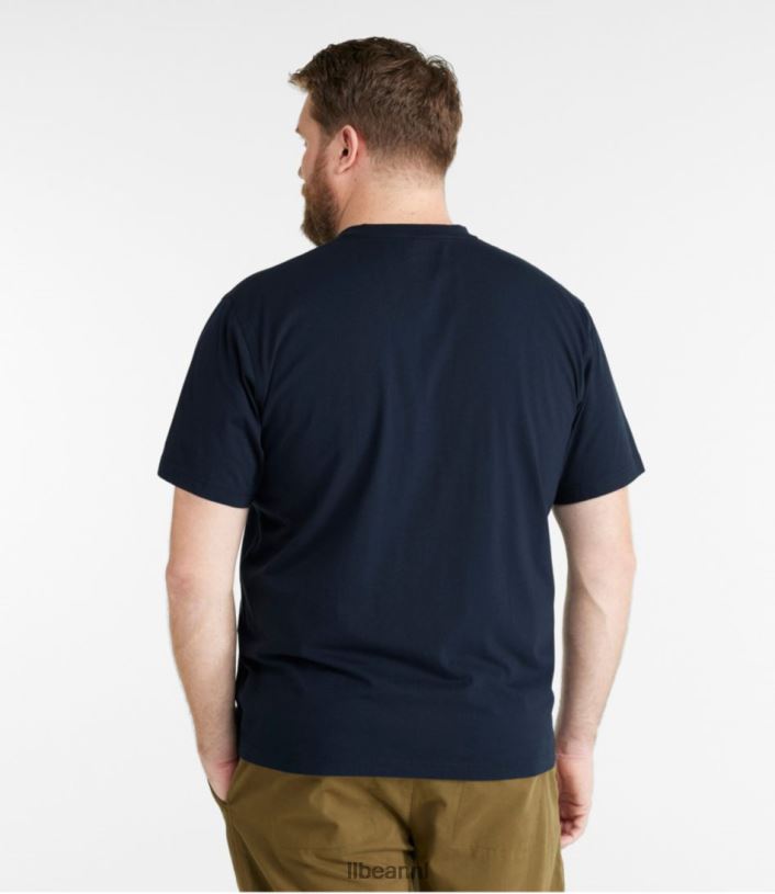 L.L.Bean Heren zorgeloos krimpvrij T-shirt oceaanblauw kleding VT0646436