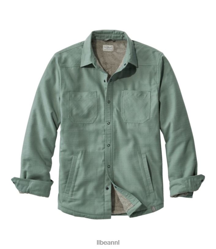 L.L.Bean Heren katahdin prestatie flanellen overhemd-jasje zee groen kleding VT0643406