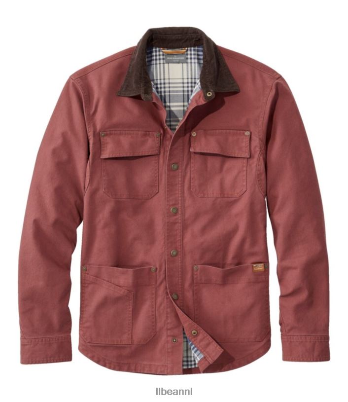 L.L.Bean Heren kenmerkend gevoerd canvas overhemd jac lichte hickory kleding VT064712