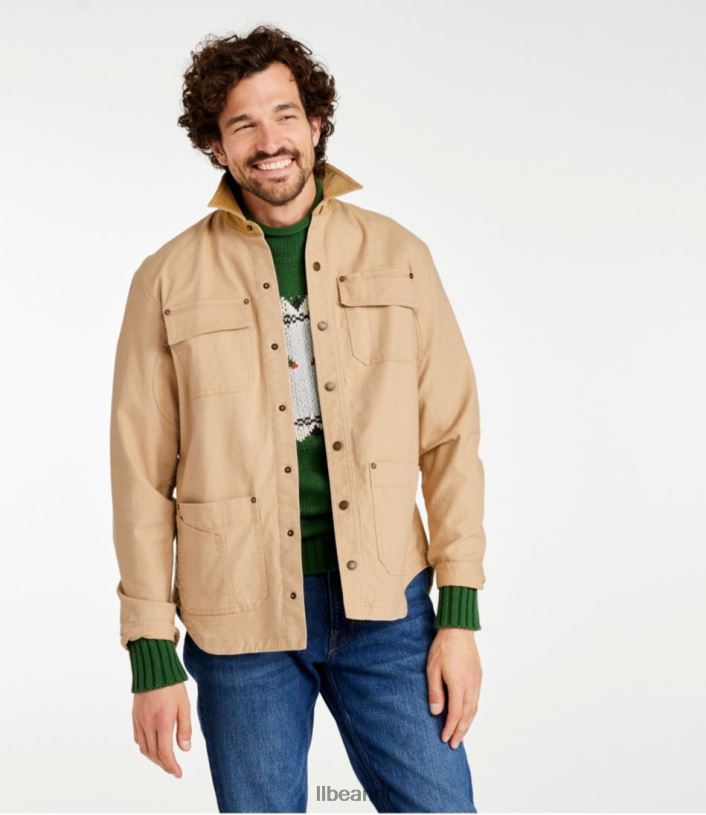 L.L.Bean Heren kenmerkend gevoerd canvas overhemd jac lichte hickory kleding VT064712