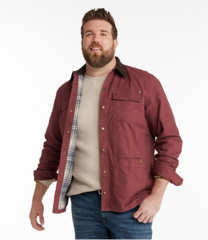 L.L.Bean Heren kenmerkend gevoerd canvas overhemd jac lichte hickory kleding VT064712