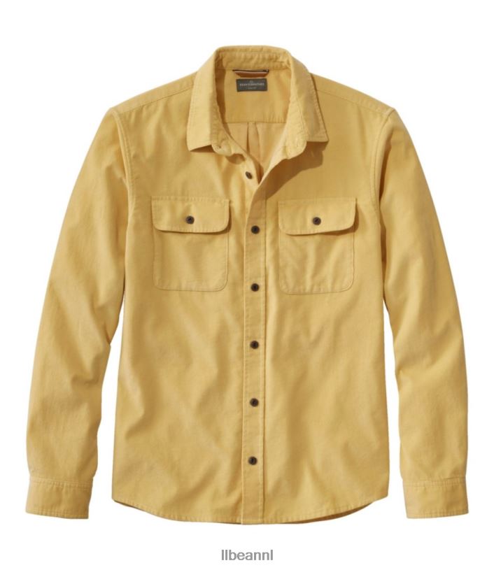 L.L.Bean Heren kenmerkend microgolf corduroy overhemd bleekgeel kleding VT064544