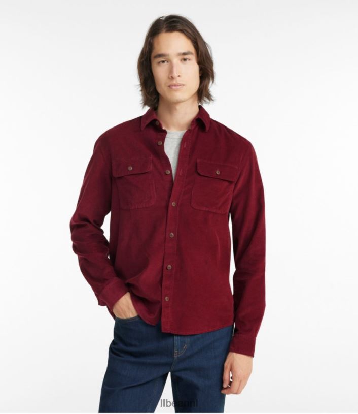 L.L.Bean Heren kenmerkend microgolf corduroy overhemd bleekgeel kleding VT064544