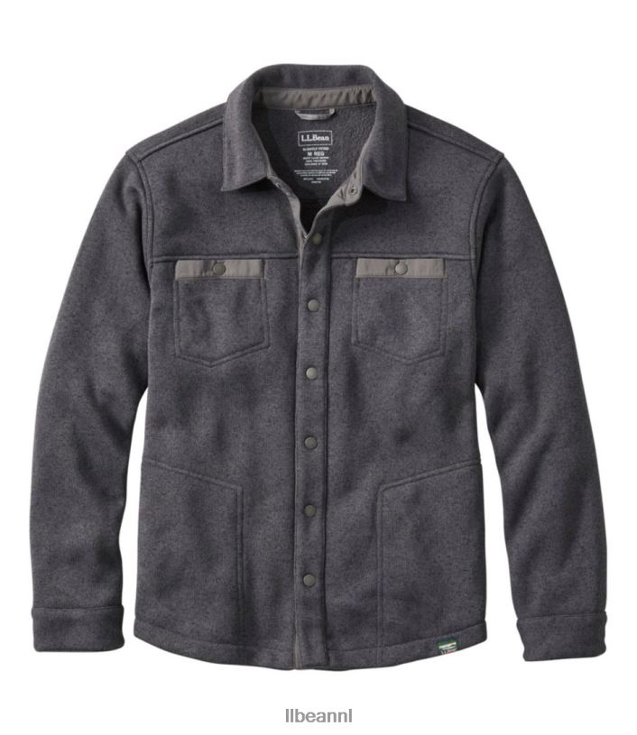 L.L.Bean Heren trui fleeceshirt jac antracietgrijze heide kleding VT064529
