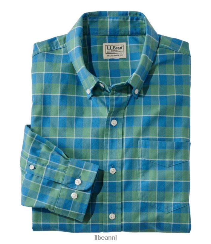 L.L.Bean Heren Comfort-stretch Oxford-overhemd middenblauw kleding VT0644804