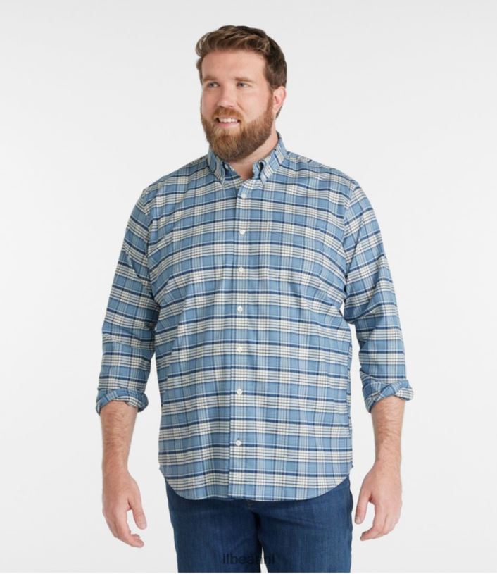L.L.Bean Heren Comfort-stretch Oxford-overhemd middenblauw kleding VT0644804