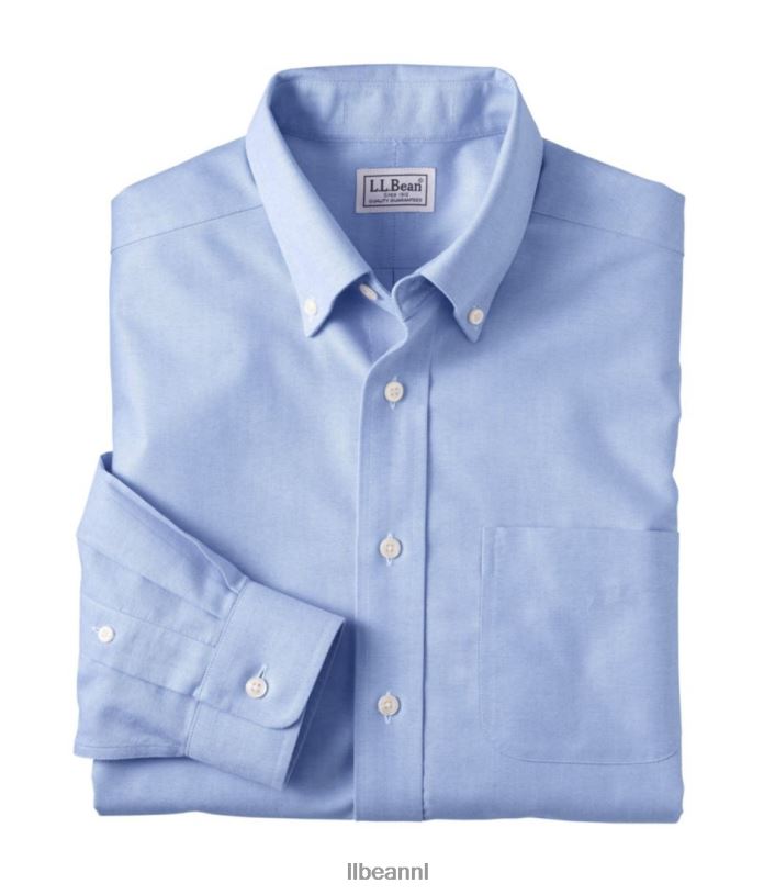 L.L.Bean Heren kreukvrij klassiek Oxford-overhemd frans blauw kleding VT064682