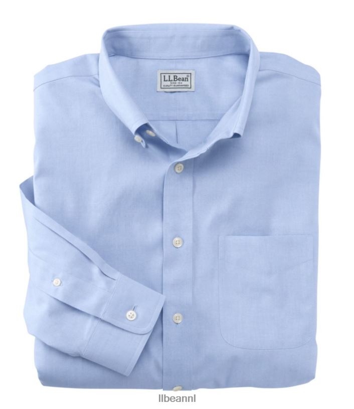 L.L.Bean Heren kreukvrij overhemd van Oxford-stof blauw kleding VT064727