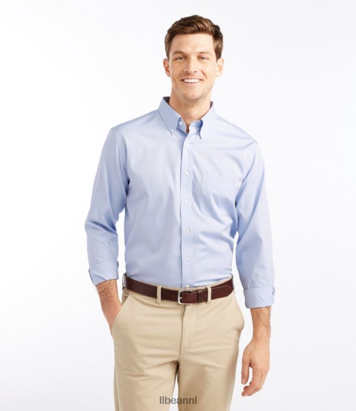 L.L.Bean Heren kreukvrij overhemd van Oxford-stof blauw kleding VT064727