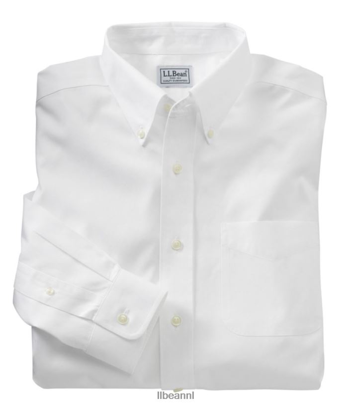 L.L.Bean Heren kreukvrij overhemd van Oxford-stof wit kleding VT0645020