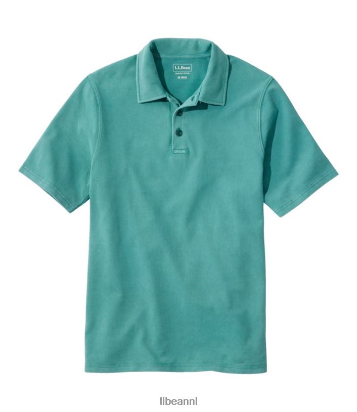 L.L.Bean Heren Beanbuilt piqué poloshirt warme blauwgroen kleding VT064241